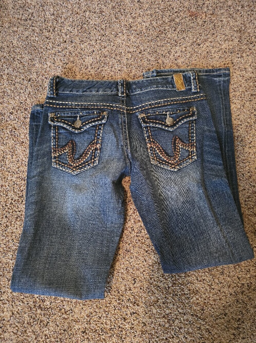 Maurices Dark Blue Embroidered Bootcut Jeans